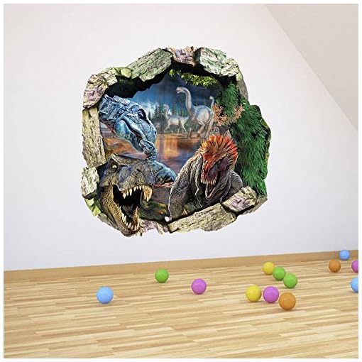3D Wall Decor Dinosaurs World Jurassic Park Living Room Bedroom Teens Boy Kids Children Room Nursery Removable Decal Wall Sticker Poster