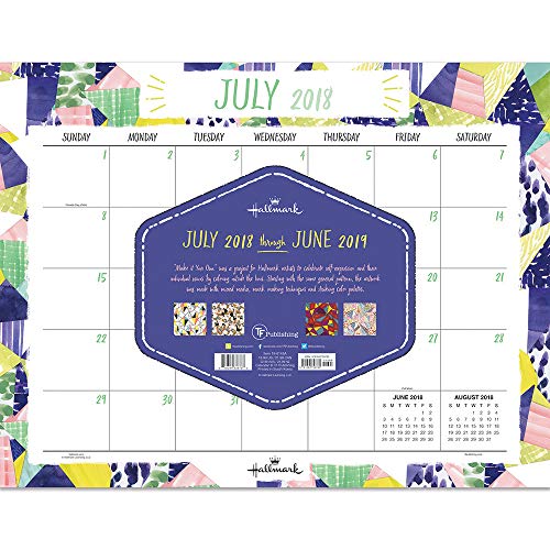 TF Publishing 19-8145A July 2018 - June 2019 Art of Hallmark Desk Pad Calendar, 22 x 17