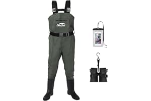 DikaSun Fishing Waders for Men & Women, Waterproof 2-Ply Nylon/PVC Chest Wader with Boots for Outdoor Sizes 4-13 Bootfoot