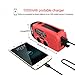 Emergency Radios, Ecurfu Hand Crank Self Powered AM/FM NOAA Solar Weather Radio with LED Flashlight, 1000mAh Power Bank Phone Charger (Red)