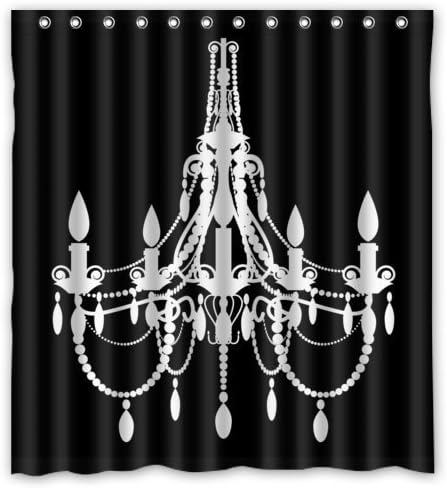 66"(w) x 72"(L) Custom classical Chandeliers black Bathroom Waterproof Polyester Fabric Shower Curtain