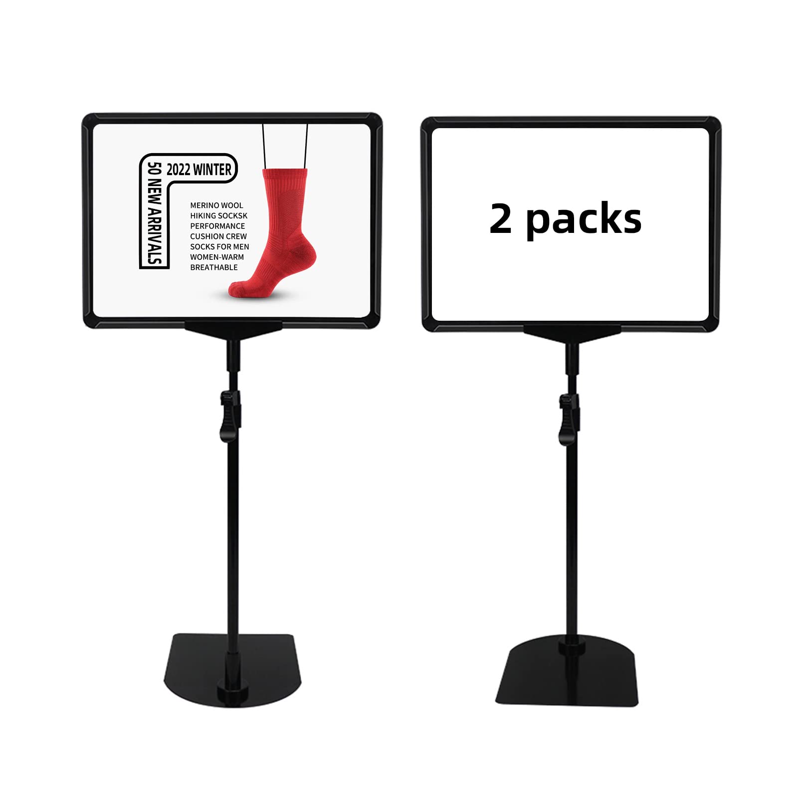 Photo 1 of SONFILY Sign Holder Stand,Sign Stand for Display,Adjustable Sign Holders For Table Top,Table Sign Holders 8.5 x 11,2 Packs,(Black, 39''height 2pcs)