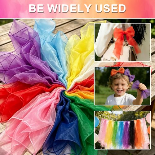36 Pieces Juggling Handkerchiefs 60 x 60 cm Colourful Chiffon for Children, Coloured Handkerchiefs Scarves Garden Show, for Nursery and Circus Shows