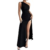 Floerns Women's One Shoulder Maxi Dress Split Backless Flowy Party Wedding Guest Dresses