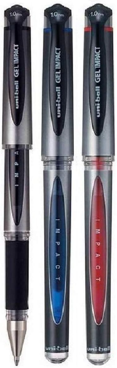 Uni Ball Assorted Colour Pack Of Capped (UM-153S) Gel Impact Rollerball Pen Ball Point Pens Broad 1mm Nib Tip 0.6mm Line Width Ink (1 Of Each Colour