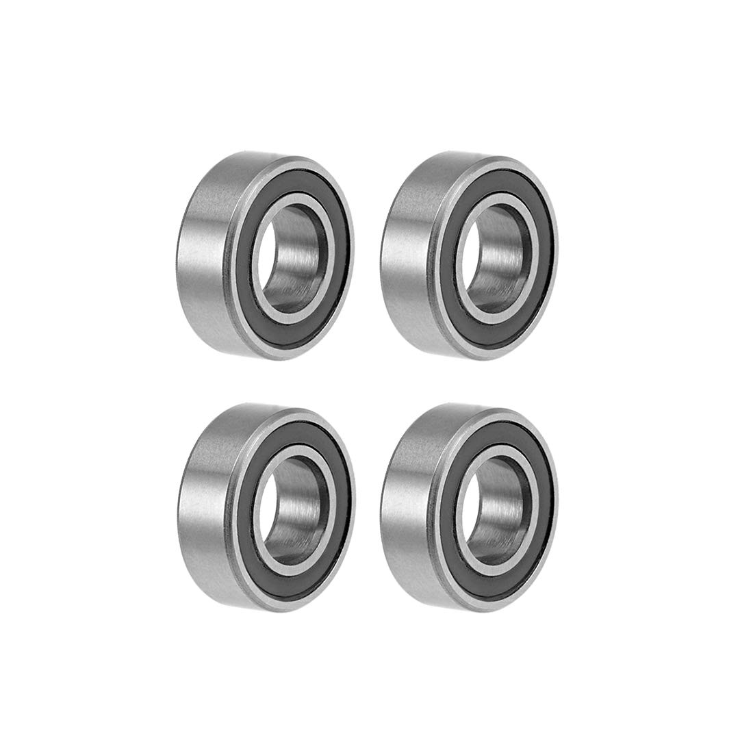 sourcing map MR126-2RS Deep Groove Ball Bearings 6mm Inner Dia 12mm OD 4mm Bore Double Sealed Chrome Steel Z2 4pcs