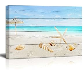 Wll Art Tropical Beach with Star Fish and...