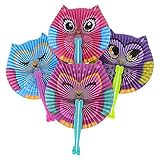 Kicko 10 Inch Folding Owl Paper Fan - 12 Pieces of Accordion Style Assortment - Perfect for Halloween, Festivals, Birthday, School Events, Novelties, Party Favor and Supply