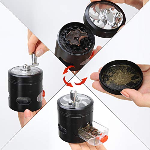 TIRIRS Hand Cranked Clear Herb Grinder Hand Spice Grinder With Drawer, Herb Grinder With