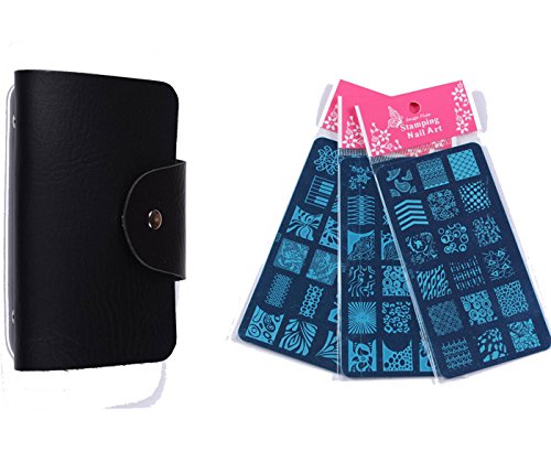 Finger Angel 16 PCS Designs Nail Art Stamping Stamp Plates With Black Template Holder Set Manicure Tools Nail Art Templates Stencils Decorations Tips