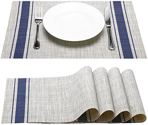 Placemat, Fashion European Style PVC Placemat Non-Slip Insulation Placemat Washable Table Mats Set of 6(Grey)