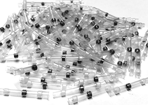 AIRNIX 150 Piece White Heat Shrink Solder Sleeve Butt Connectors, Insulated Crimpless Butt Splice, Water and Vibration Proof, Corrosion Free, Gauge Range 26-24 AWG for Industrial Applications