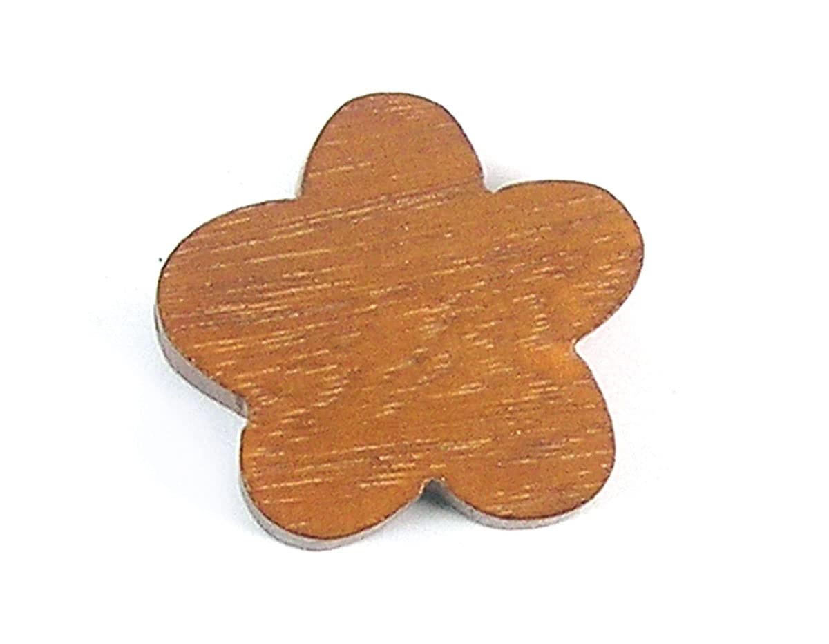 Wooden Bead Waxed Flower Brown 25 x 25 mm. 50u. Approx.
