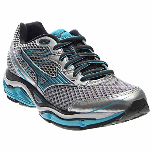 Mizuno Women's Wave Enigma 5 Running Shoe, Silver/Blue Atoll, 8.5 B US