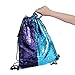 ICOSY Mermaid Sequin Bag Magic Reversible Sequin Drawstring Backpack Glitter Dance Bags Flip Sequins Backpack Bags Shining Sports Backpack for Kids Adults (Blue/Purple, 13.8