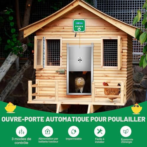 Automatic Chicken Coop Door Opener for Chicken Coop with Timer and 2 Remote Controls, Electric Chicken Coop Door Kit to Protect Blue Chicken (Door Not Included)