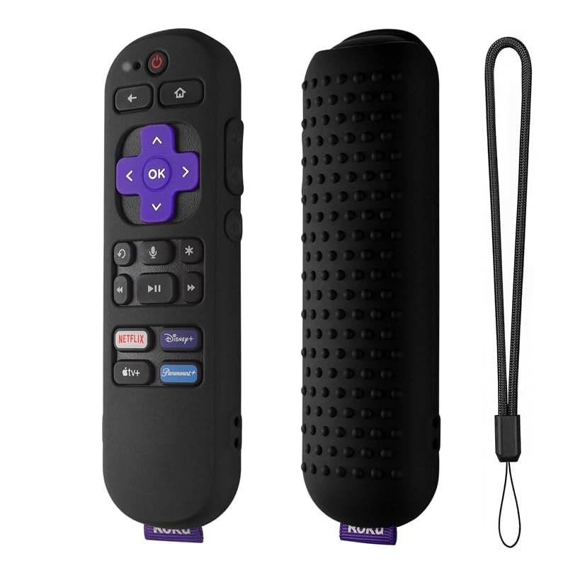 Photo 1 of Hi Color Silicone Remote Cover for Roku Streaming Stick 4k, Roku Express 4K+ Remote, Roku Voice Remote (Official) RCA1R 2023,Roku Express Remote Cover with Lanyard(Black)