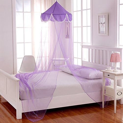 Cotton Loft Pom Kids Collapsible Hoop Sheer Bed Canopy, One Size, Purple