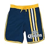 Men's Corona Navy Vertical Racing Stripes Board Shorts