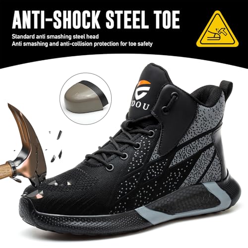 COOU Safety Boots Men Women Comfortable Work Shoes Steel Toe Lightweight Breathable Footwear Sports Safety