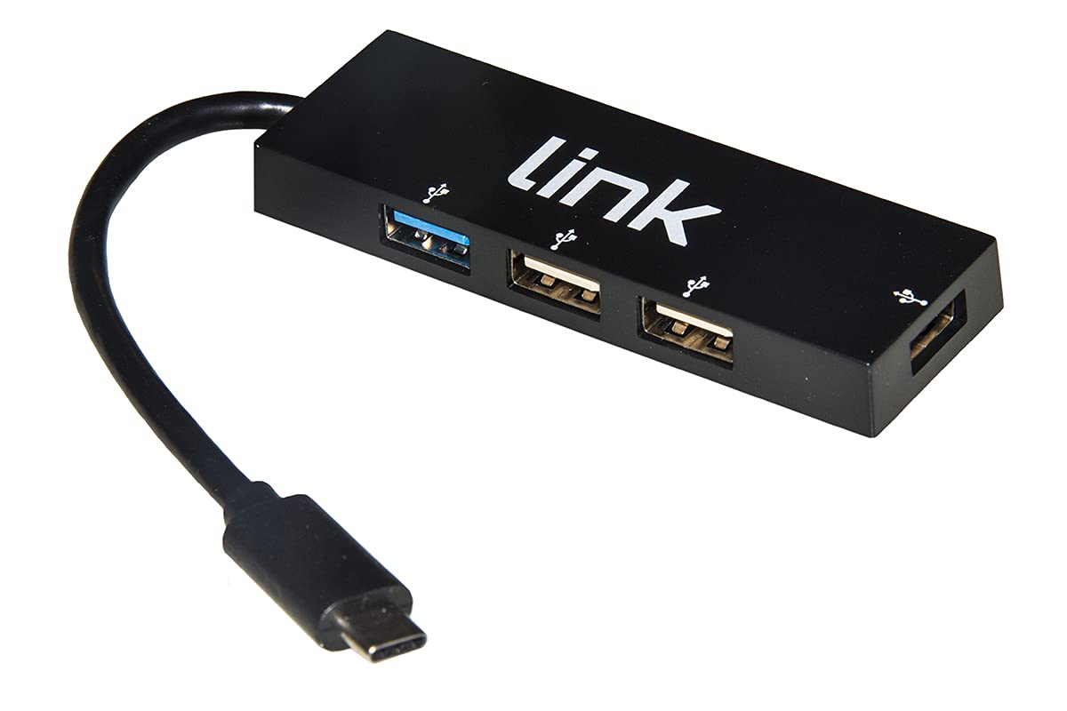 LINK 4-Port USB Hub with 1 USB 3.0 and 3 USB 2.0 Ports, USB-C Connector, Compatible with Mac OS, Windows 10, Google Chrome OS