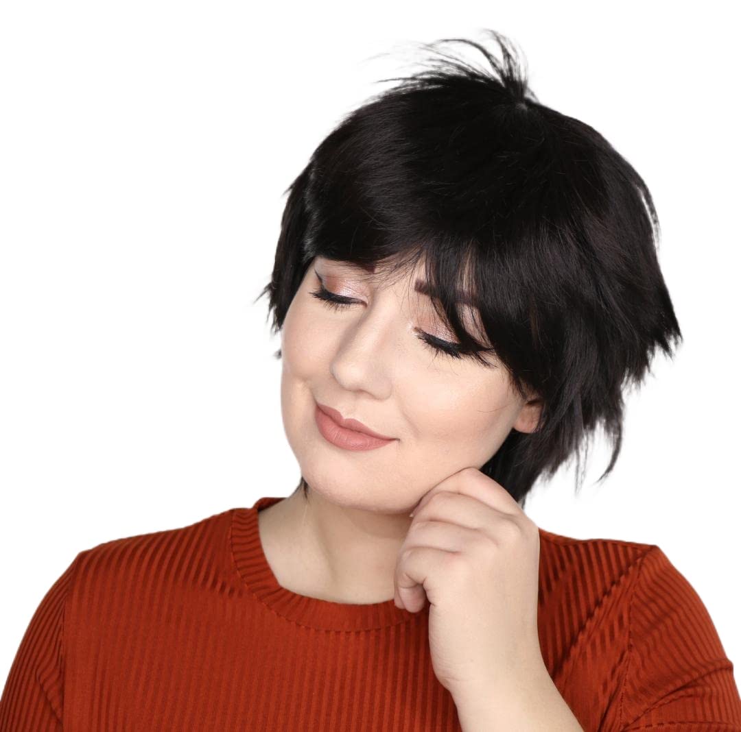 Prettyland black Wig Short Pixie Fringed Wild Cut Frisur Straight Wig Party Daily C164