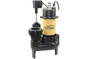 K2 Pumps SWW05002VPK, 1/2HP Cast Iron Sewage Pump w/Vert Switch & QCF