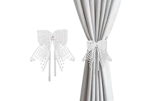Lace Bow Tiebacks for Curtain Decoration White Bow for Home Office Snowflakes Curtain Holdbacks for Décor Christmas Lace Bowk