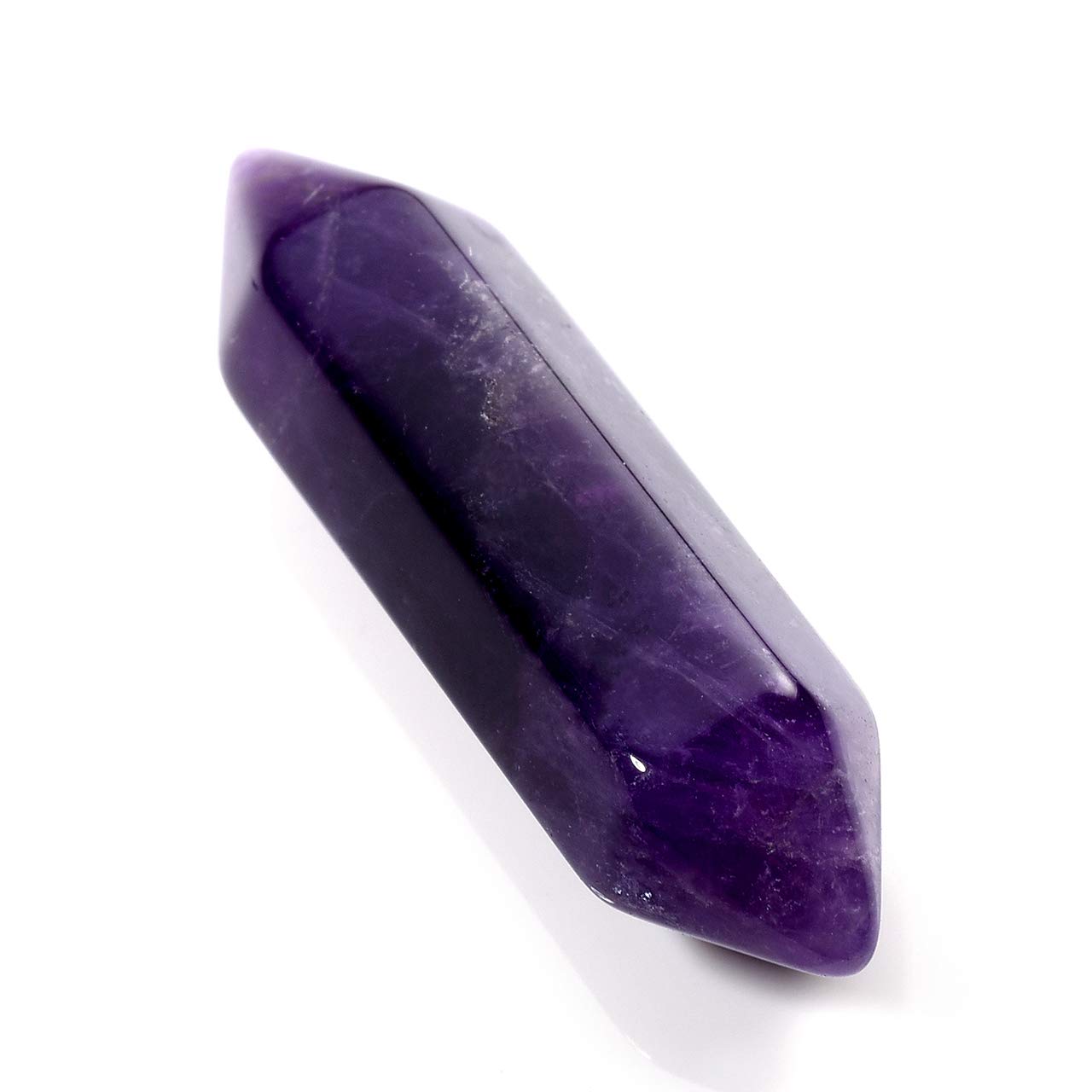 MANIFO 3pcs/Set Natural Healing Crystal Column Hexagonal Double Points Tumbled Polished Stones, Mini Gemstone Decor (Amethyst)