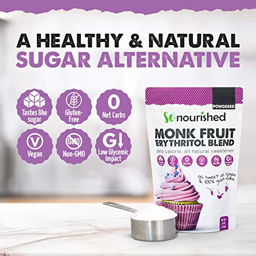 Powdered Monk Fruit Sweetener with Erythritol Confectioners (2.5 lb / 40 oz) Perfect for Diabetics & Low Carb Dieters - 1:1 Sugar Replacement - No Calorie Sweetener, Non-GMO, Natural Sugar Substitute