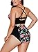 Dearlove Women's Plus Size Floral Strappy Push Up High Waist Bikini Top Set Two Piece Swimsuit Swimwear Padded Bathing Suit Black XXL 18 20