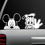 Auto Sticker - Auto Decal - White - Mickey and Donald Combo - Window Sticker for Car, Truck, Motorcycle, Laptop, Ipad, Wall (Mickey Mouse Donald Duck Combo)