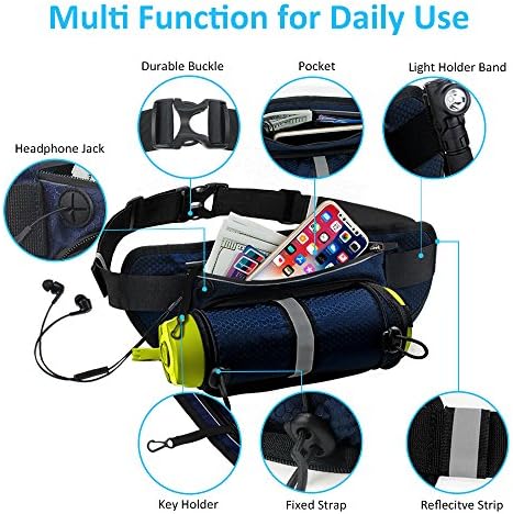 Vproof Fanny Pack [4 Pockets], Multifunctional Waist Pack with Hidden Water Bottle Holder, Waterproof Running Belt Reflective Hydration Pack For iPhone X/8/7/6S Plus Travel Hiking Jogging