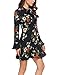 ACEVOG Women's Casual Floral Print Bell Sleeve Fit and Flare Dress