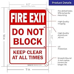 Fire Exit Sign, Do Not Block Keep Clear at All