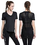 Campeak Women's Mesh Workout Hiking Short Sleeve Tee Quick Dry Yoga Gym Sport T-Shirt