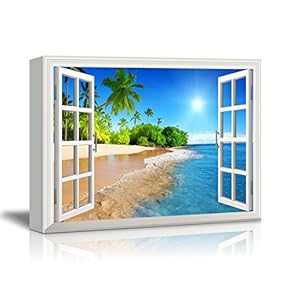Print Window Frame Style Wall Decor Beautiful Tropical...