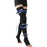Thigh High Compression Stockings Toeless - Unisex, Opaque, KEKING 15-20mmHg Graduated Compression Leg Support Hose with Anti-Slip Silicone Band - Swelling, Varicose Veins, Edema, Travel Black XX-Large