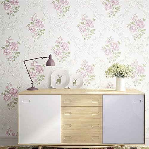 Jedfild The warm idyllic 3d non-woven cloth wallpaper Korean style floral sculptures bedroom background wallpaper, white powder flower