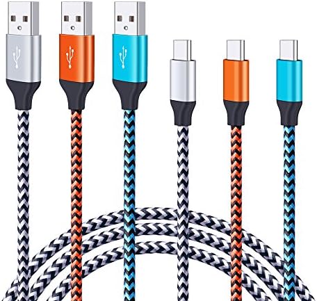 Type C Cable 6ft, Hootek 3 Pack Nylon Braided USB A to USB C Charger Cable Fast Charging Cord for Samsung Galaxy S8 S8 Plus, Note 8, Nexus 6P 5X, LG V30 V20 G6 G5, HTC U11 10, Huawei Honor 8, Mate 10