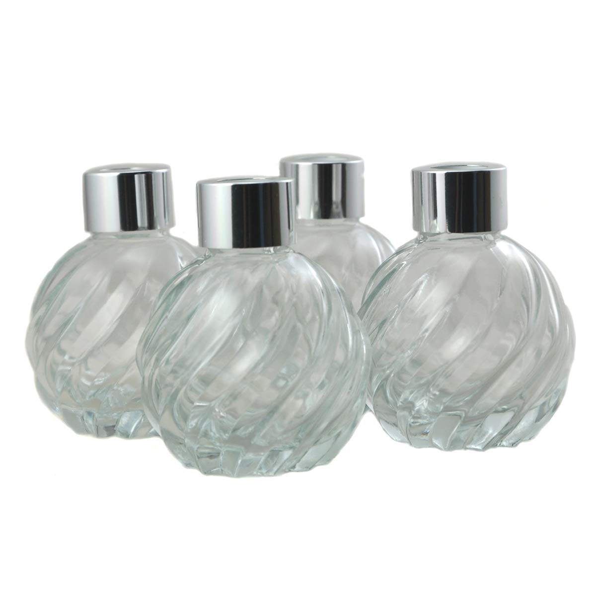 Ougual Set of 4 Glass Diffuser Bottles,Home Fragrance Essential Oil Container (120ML, Pineapple-Silver caps)