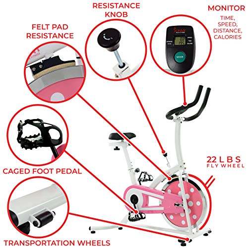 Sunny Health & Fitness Indoor Cycling Exercise Stationary Bike with