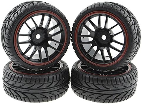 Rowiz 12mm Hex RC Flat Tires&amp;Wheel Rim For 1:10 On Road Racing Car Pack of 4