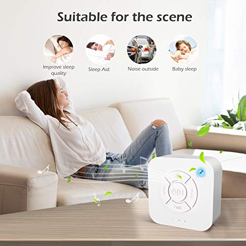 White Noise Machine,White Noise Sound Machine for Sleeping& Relaxation Sleep Sound Machine for Baby Adult Kid Natural Soothing Sound Sleep Therapy for Home Office Travel-Auto-Off Timer&Memory Function