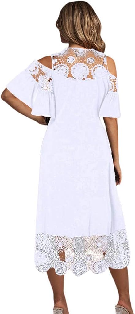 LONGDAY Women's Plus Size Lined Elegant Shift Dress with Scalloped Lace Hem Women Plus Size Formal Dress Bridesmaid