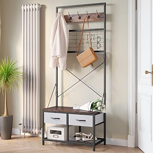 YITAHOME Coat Rack with Entryway Bench, 5in1 Multifunctional Hall