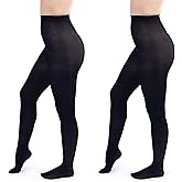 Silky Toes Women's 60D Soft Opaque Tights 1 or 2 Pairs -Black White And Colored Stockings for Women (Black, C)