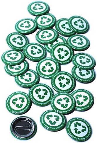 Recycle Buttons Pinback Buttons - 1.5 Inch Round - 25 Pack