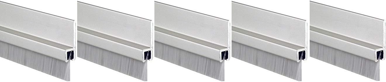 Pemko Door Bottom Sweep, Clear Anodized Aluminum with 0.375" Gray Nylon Brush Insert, 0.25"W x 2.25" H x 48" L (5-(Pack))