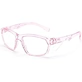ProtectX Stylish Anti-Fog & Scratch-Resistant Safety Glasses, UV Protection Goggles, Anti-Impact Lightweight Glasses for Men＆Women Pink Clear
